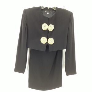 *** Pamela Dennis Black Dress & Jacket with Gold Details *** 6 (please see meas)
